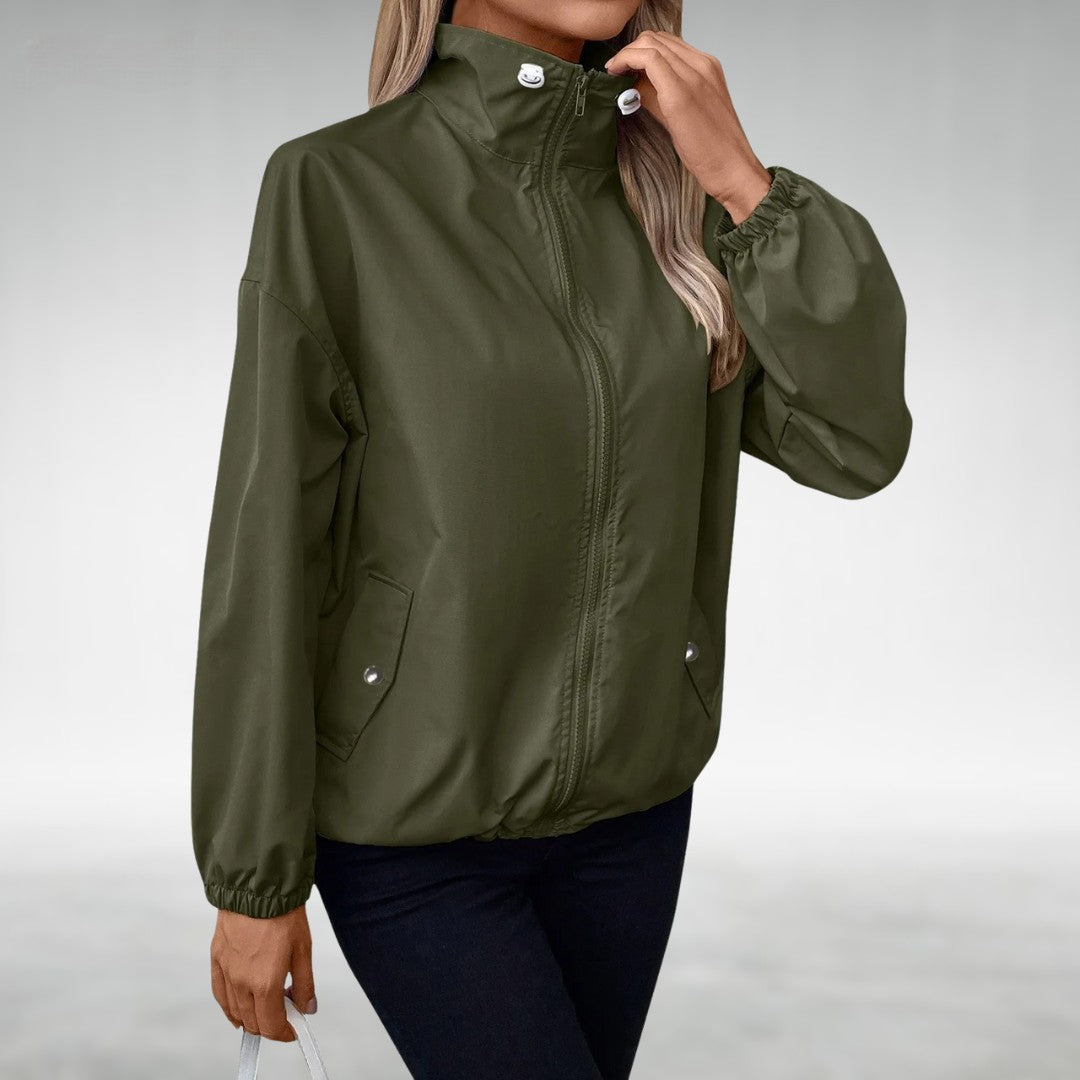 Coupe-vent léger pour femme avec col montant et fermeture éclair