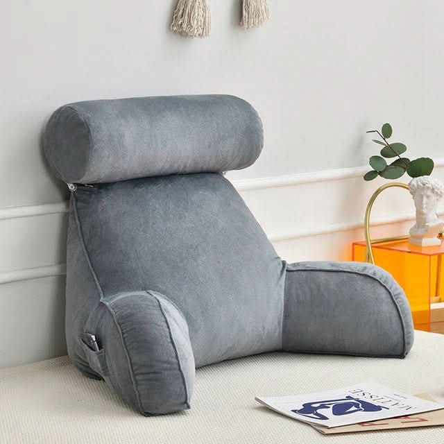 Coussin de lecture avec dossier, accoudoirs et poche