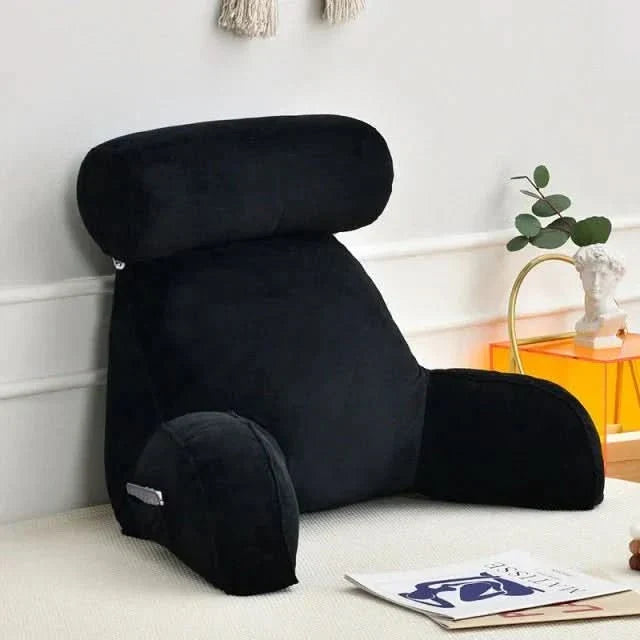 Coussin de lecture avec dossier, accoudoirs et poche