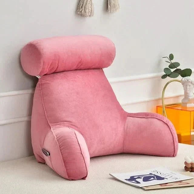 Coussin de lecture avec dossier, accoudoirs et poche