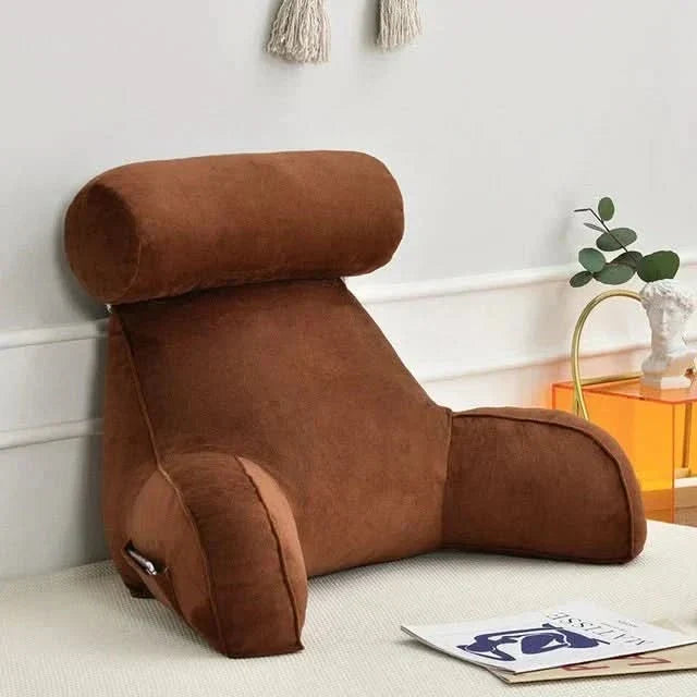 Coussin de lecture avec dossier, accoudoirs et poche