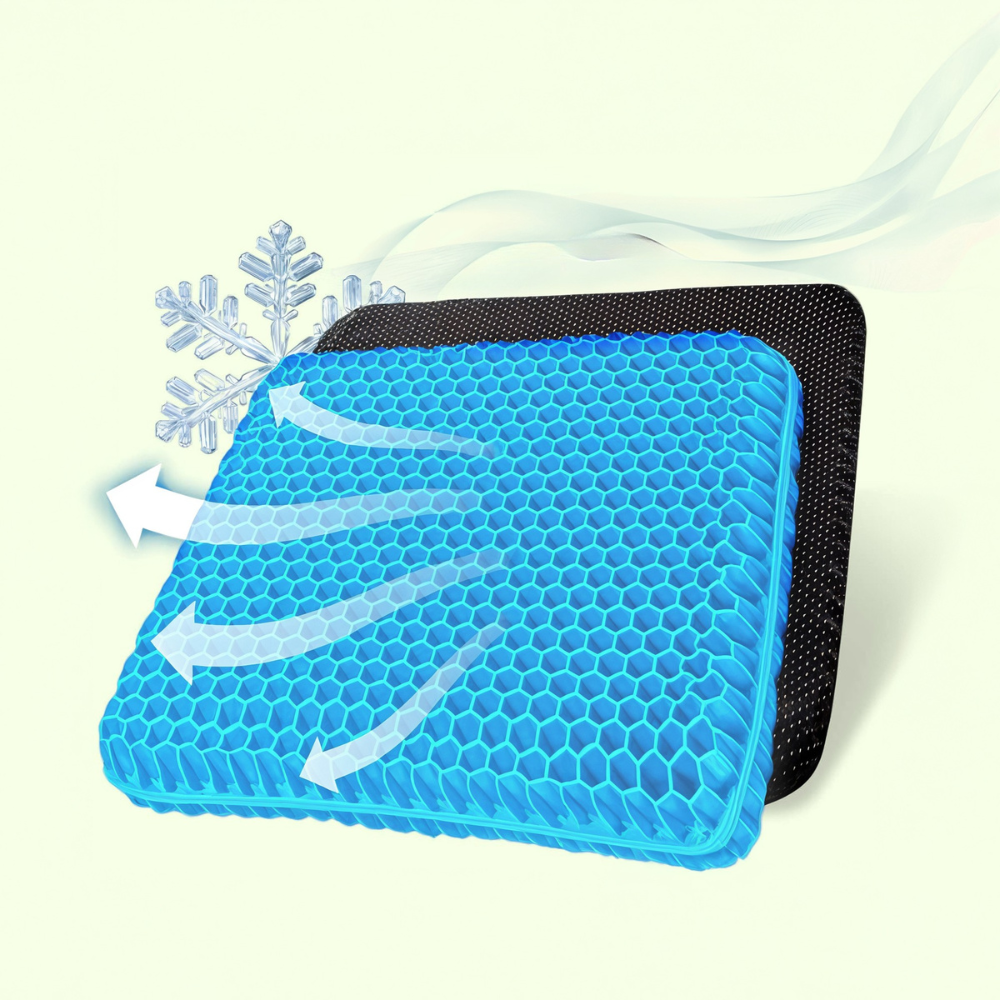 Coussin de siège en gel nid d'abeille avec housse