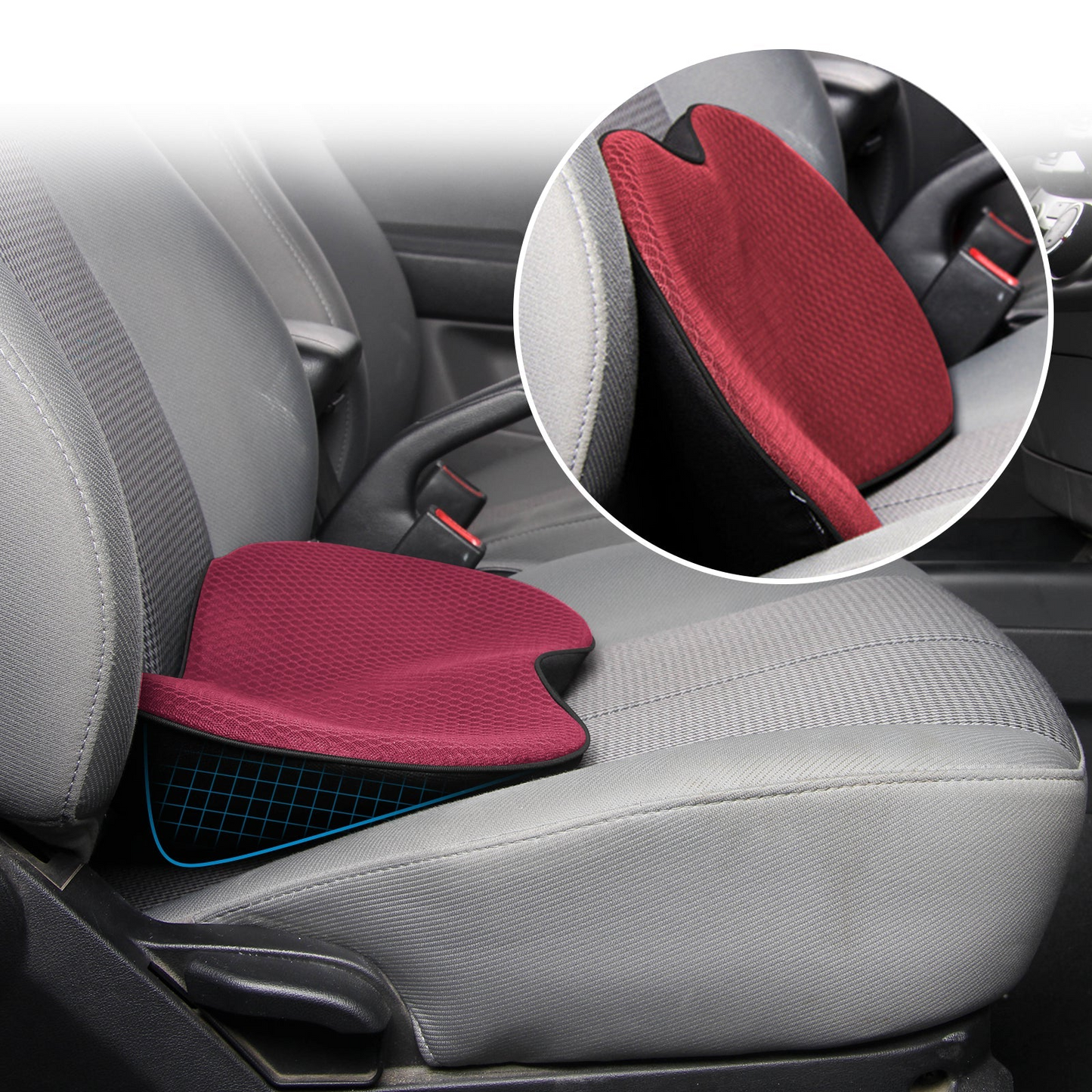 Coussin orthopédique pour siège auto en mousse à mémoire de forme pour adulte