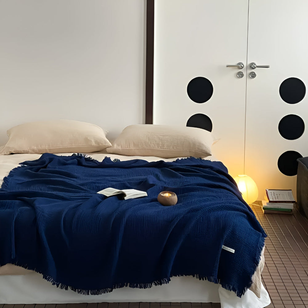 Couverture Crate en coton avec franges