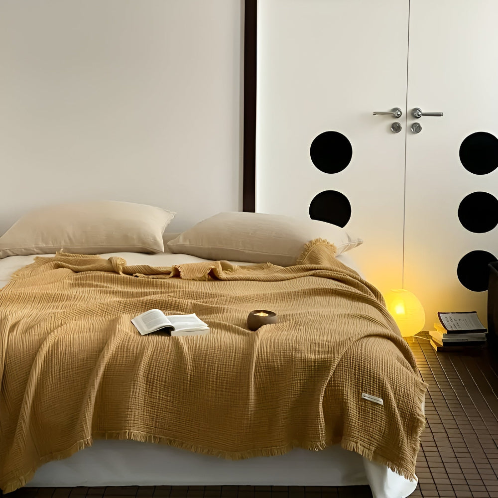 Couverture Crate en coton avec franges