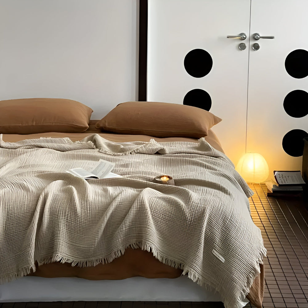 Couverture Crate en coton avec franges