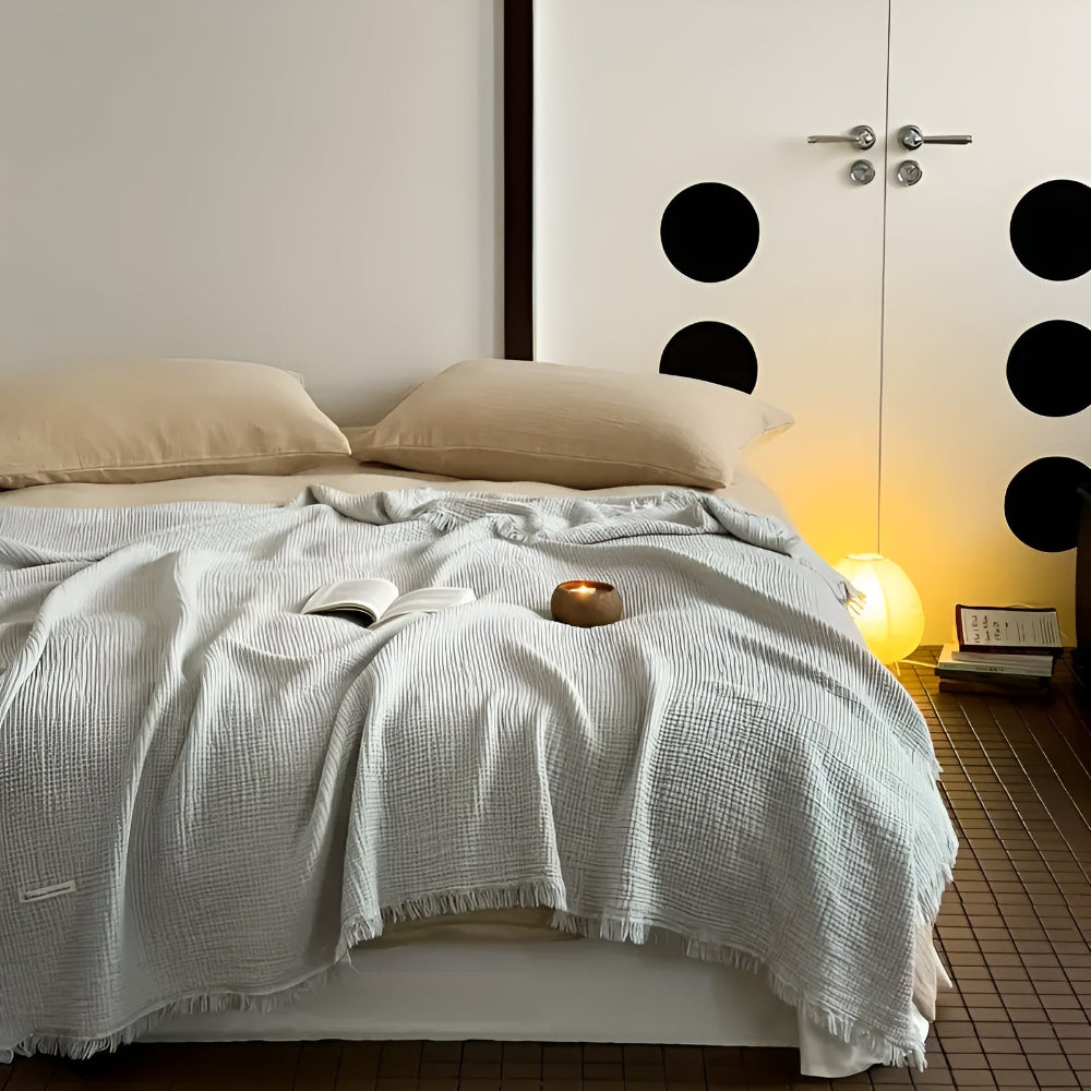 Couverture Crate en coton avec franges