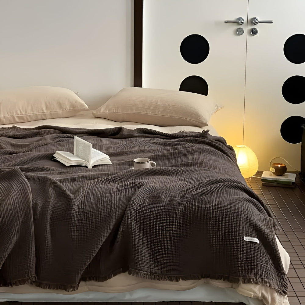 Couverture Crate en coton avec franges