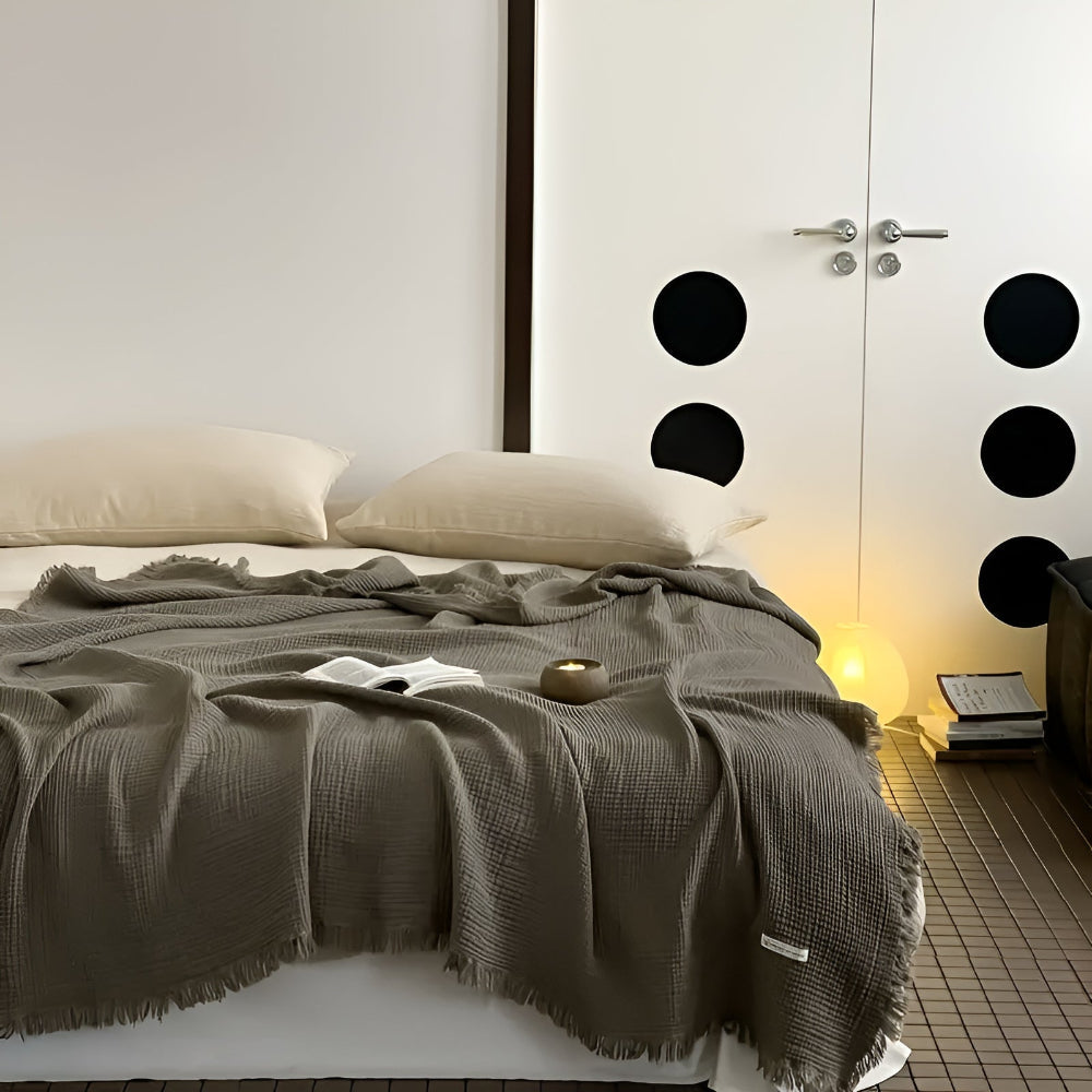 Couverture Crate en coton avec franges