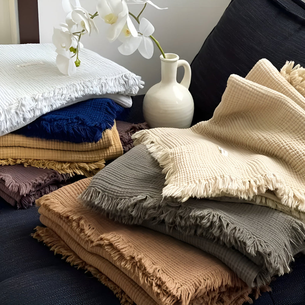 Couverture Crate en coton avec franges