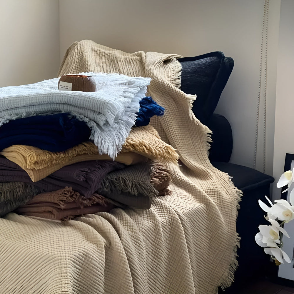 Couverture Crate en coton avec franges