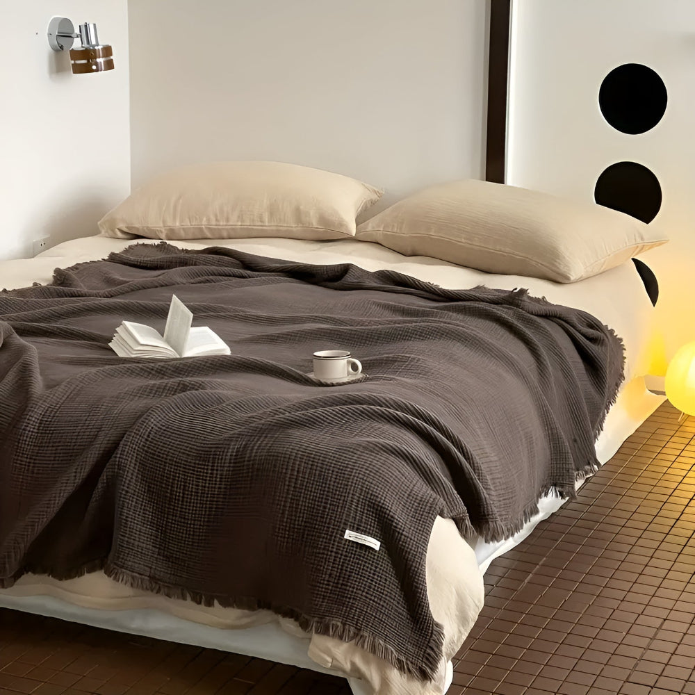Couverture Crate en coton avec franges