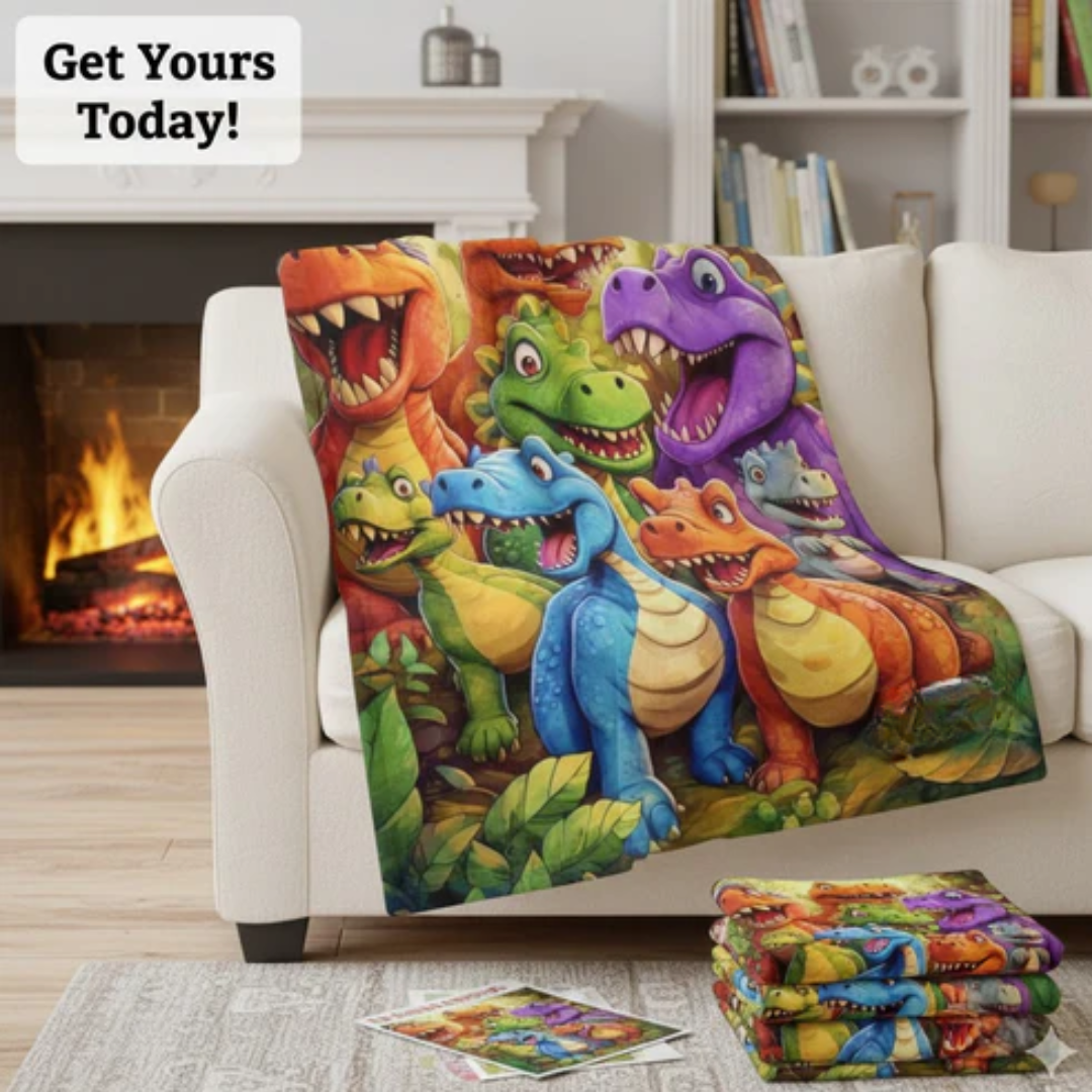 Couverture enfant douce et confortable aux dinosaures