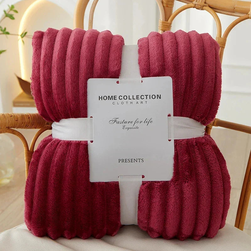 Couverture flanelle-polaire à larges rayures