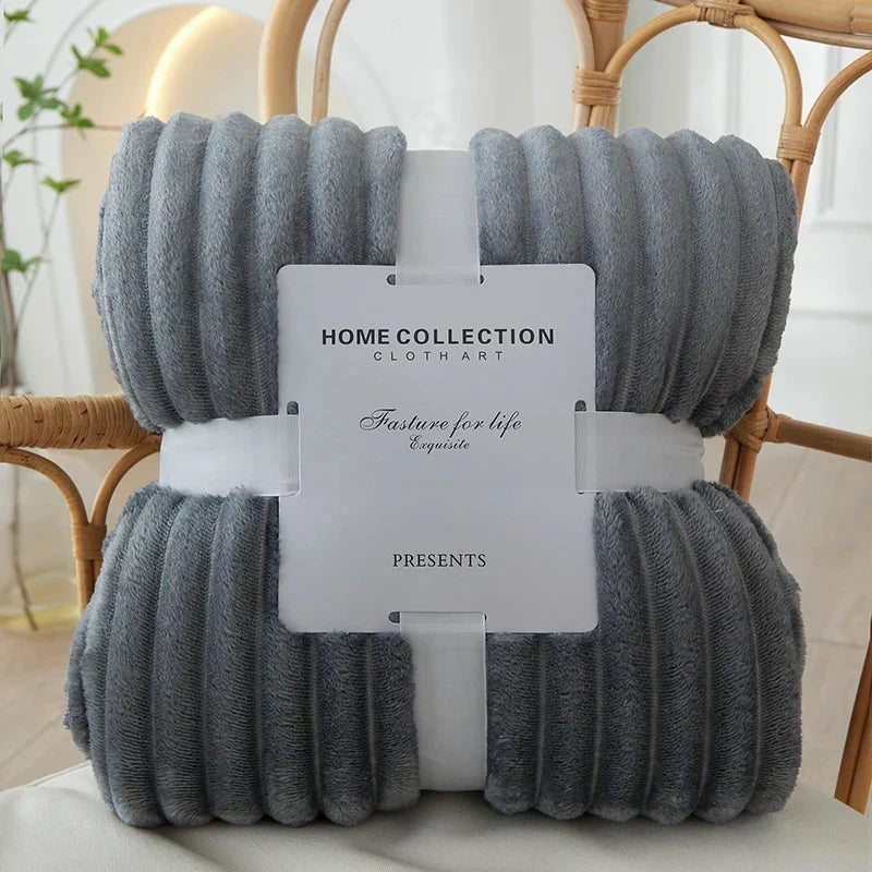 Couverture flanelle-polaire à larges rayures