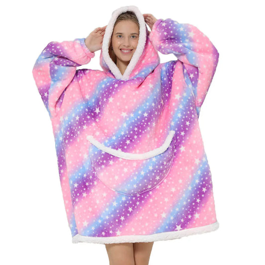 Couverture pull oversized unisexe avec capuche et poches