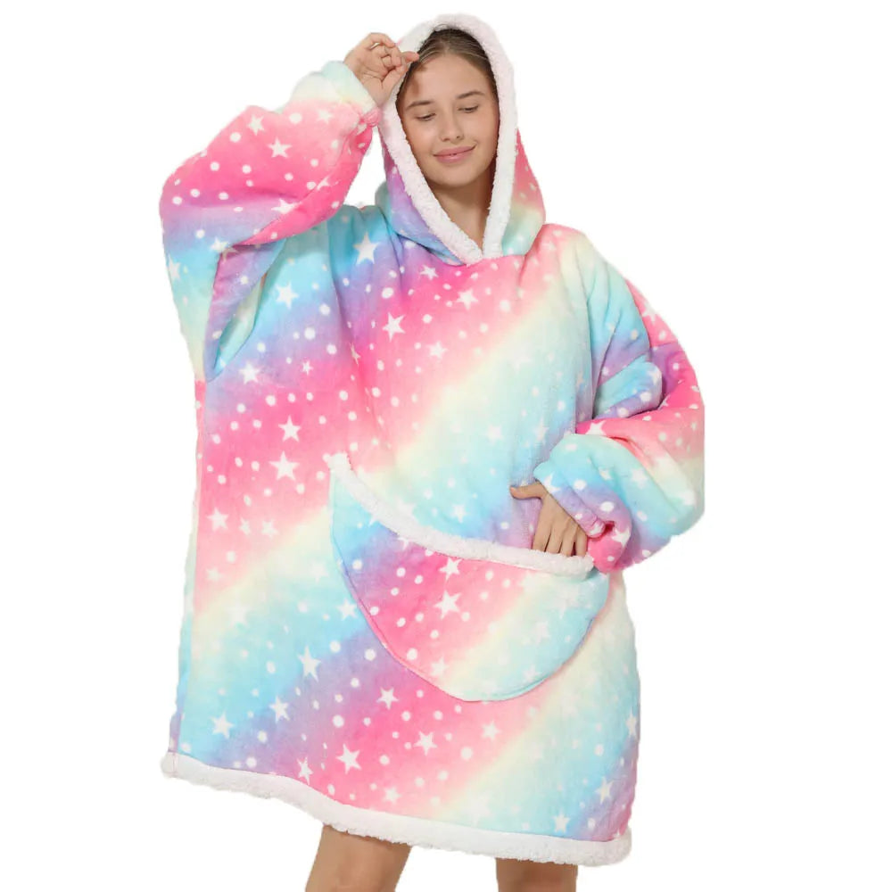 Couverture pull oversized unisexe avec capuche et poches