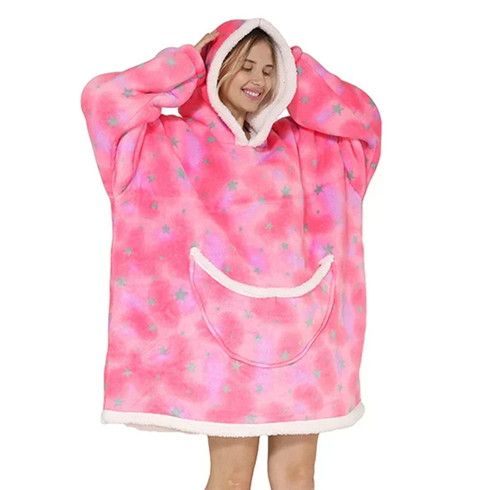 Couverture pull oversized unisexe avec capuche et poches