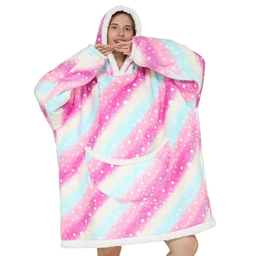 Couverture pull oversized unisexe avec capuche et poches