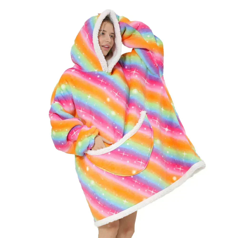 Couverture pull oversized unisexe avec capuche et poches