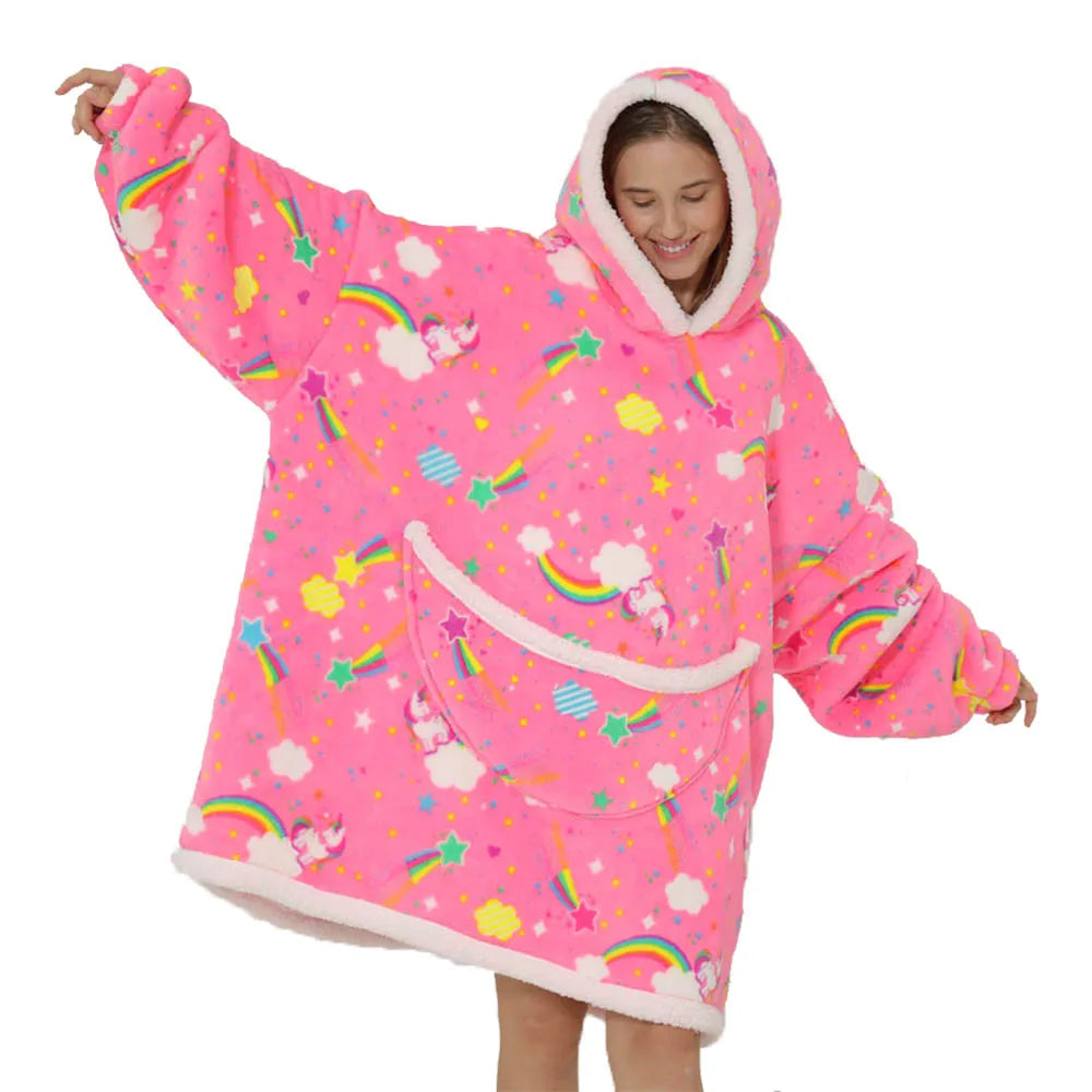 Couverture pull oversized unisexe avec capuche et poches