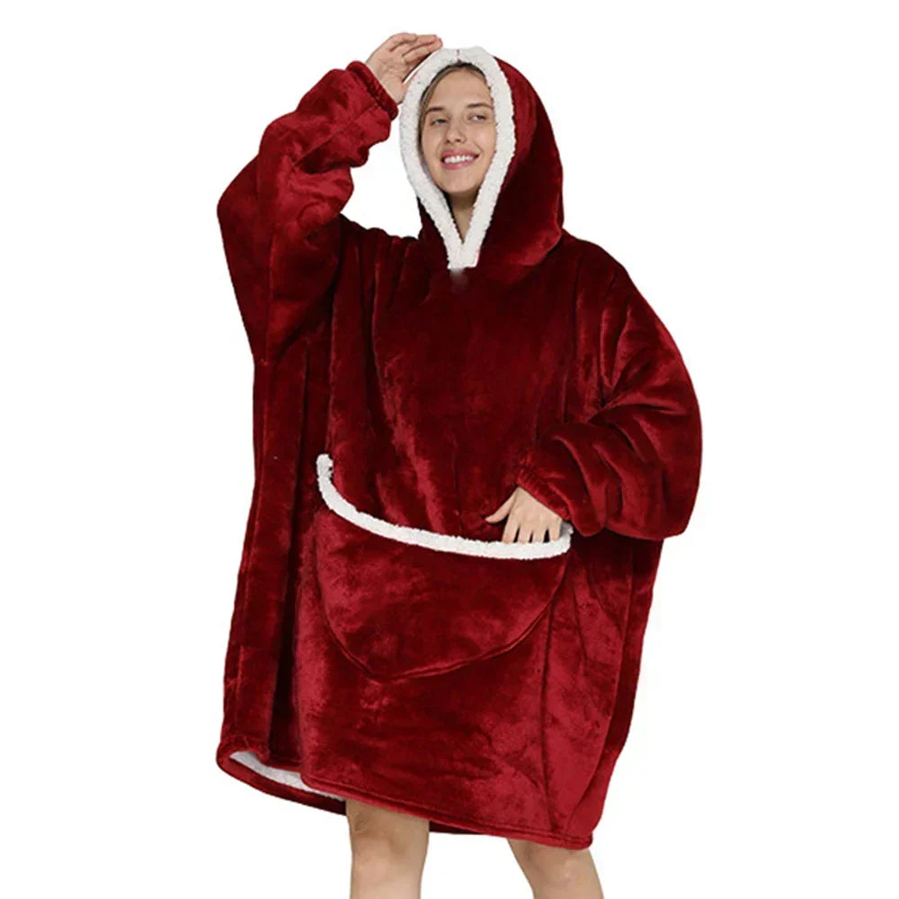 Couverture pull oversized unisexe avec capuche et poches