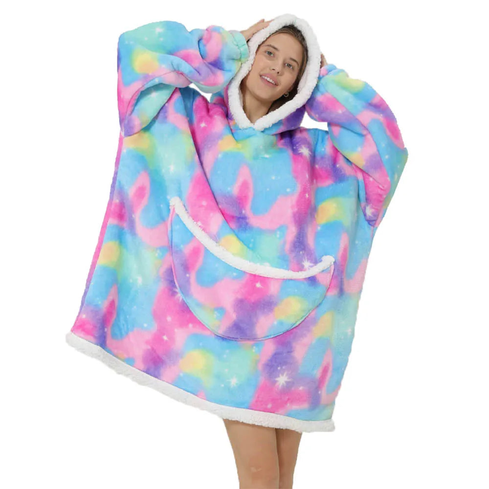 Couverture pull oversized unisexe avec capuche et poches