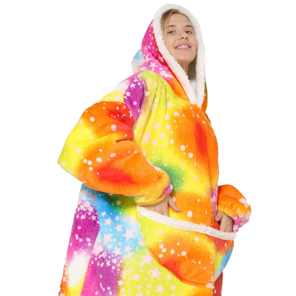 Couverture pull oversized unisexe avec capuche et poches
