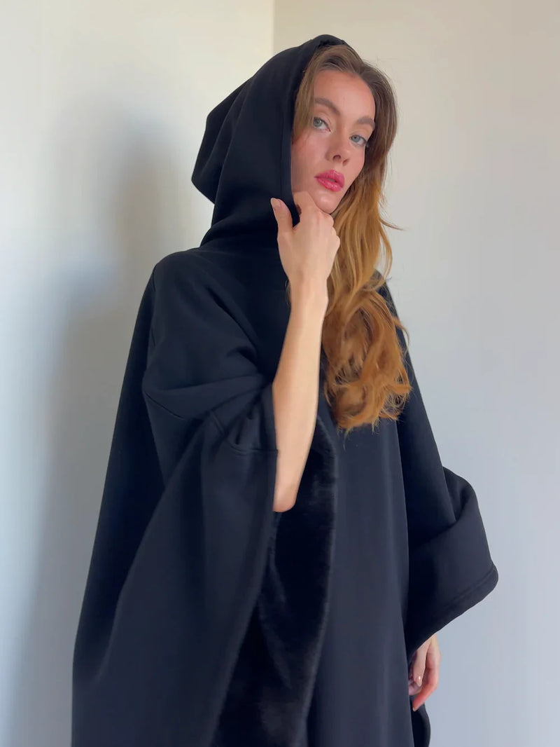 Couverture sweat oversize à capuche et doublure douce