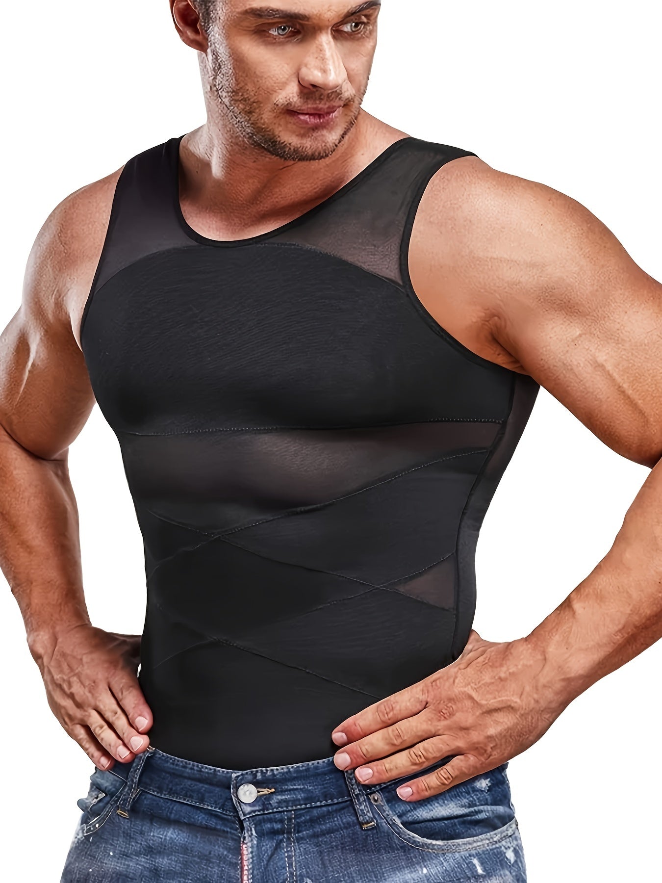 Débardeur de compression pour homme | Haut sans manches moulant pour une silhouette définie | Look quotidien moderne