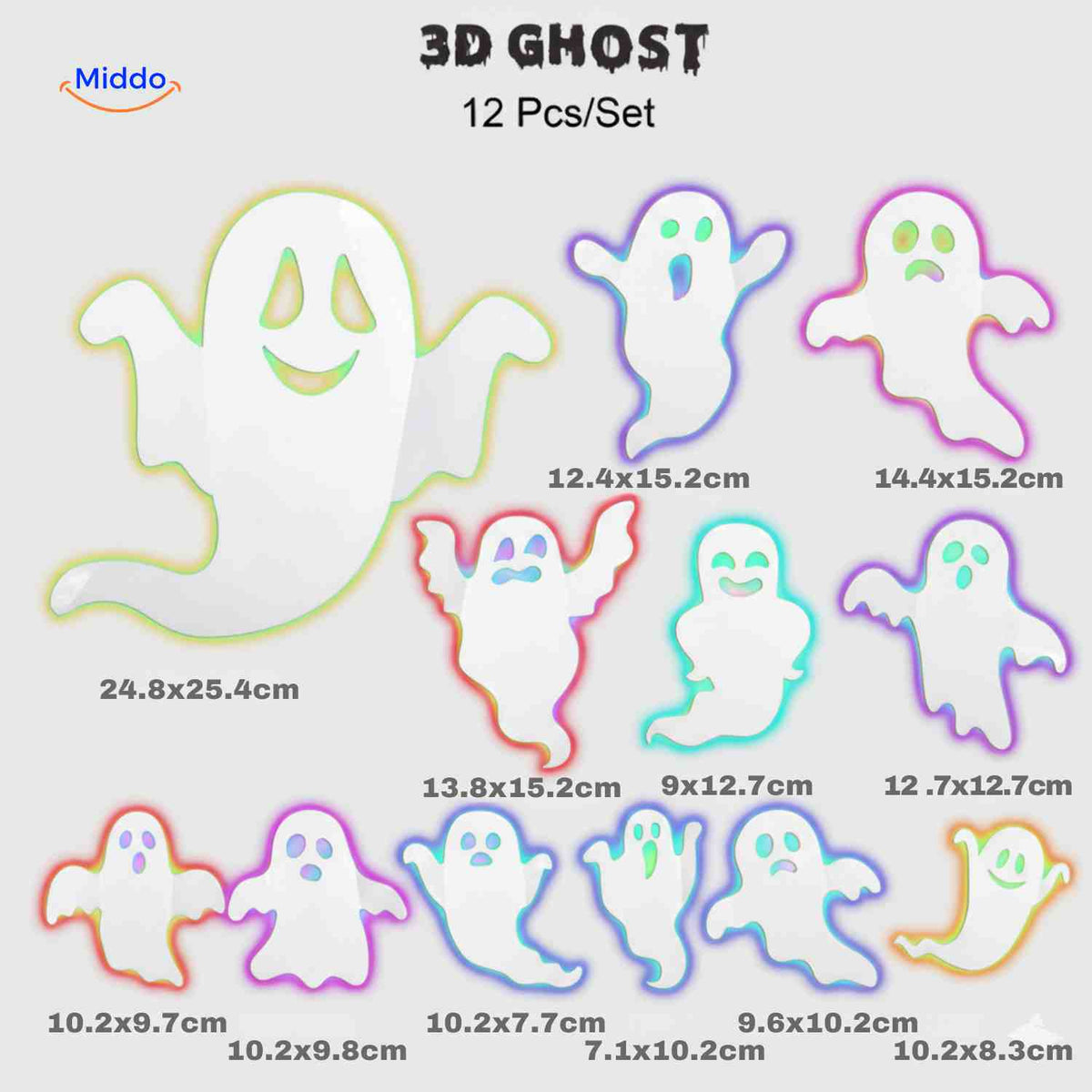 Décoration Halloween 3D, lumière LED et stickers muraux