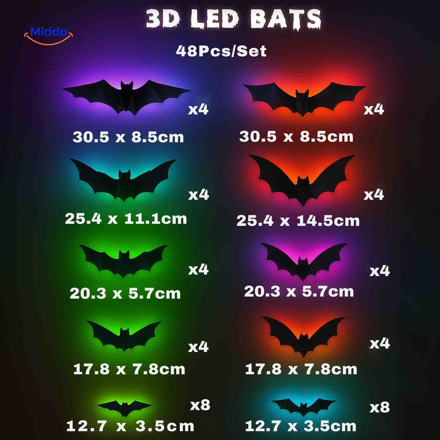 Décoration Halloween 3D, lumière LED et stickers muraux