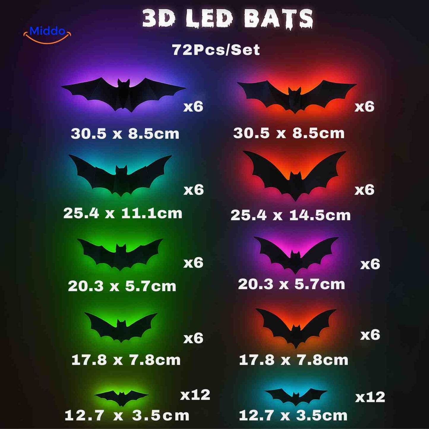 Décoration Halloween 3D, lumière LED et stickers muraux