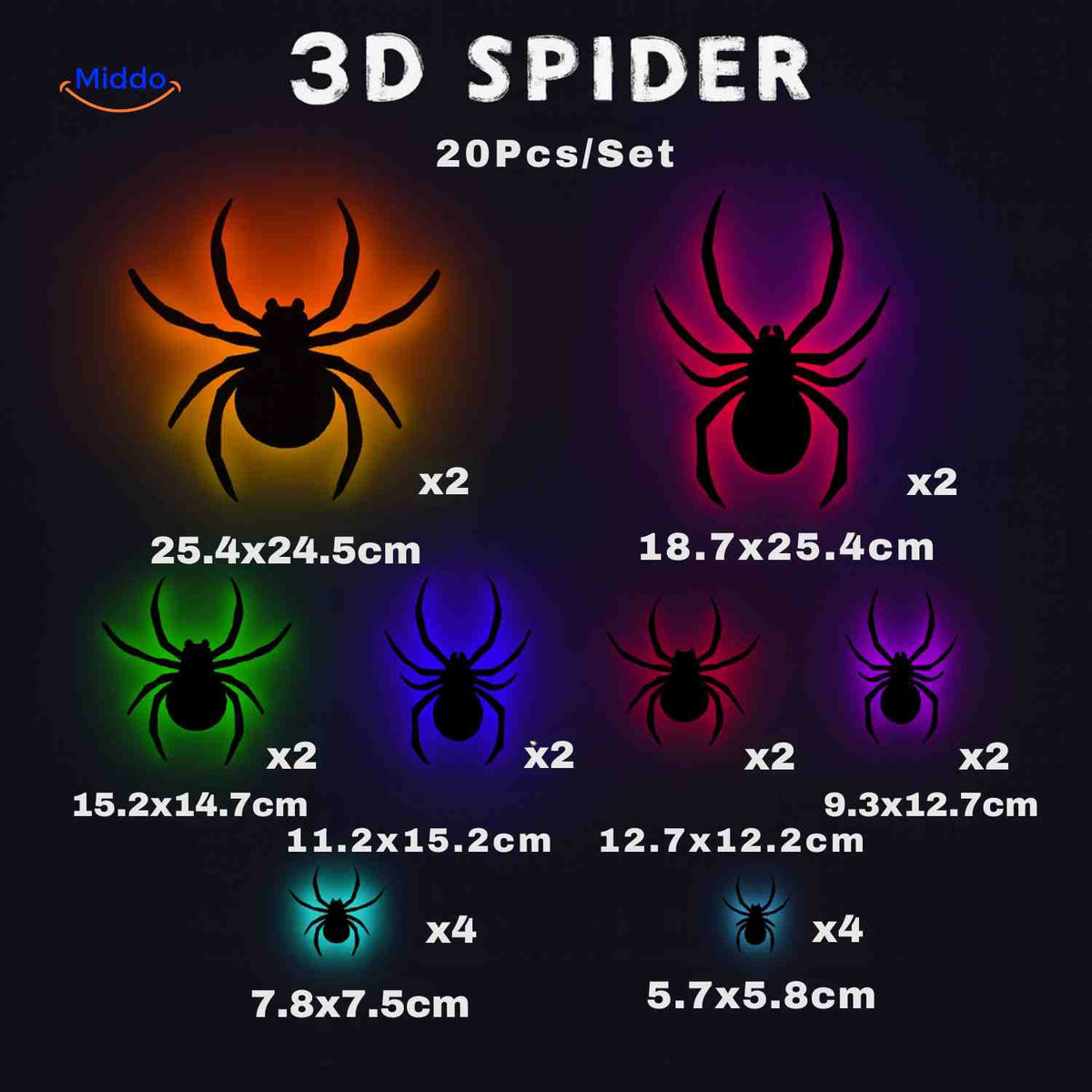Décoration Halloween 3D, lumière LED et stickers muraux