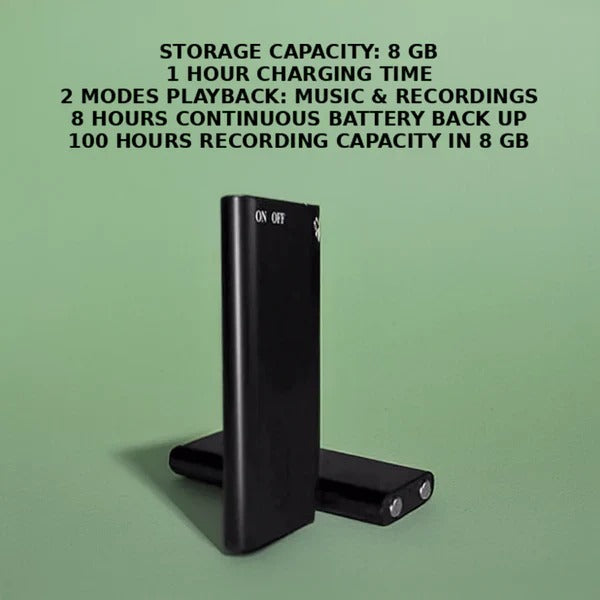 Dictaphone compact à activation vocale avec mémoire intégrée