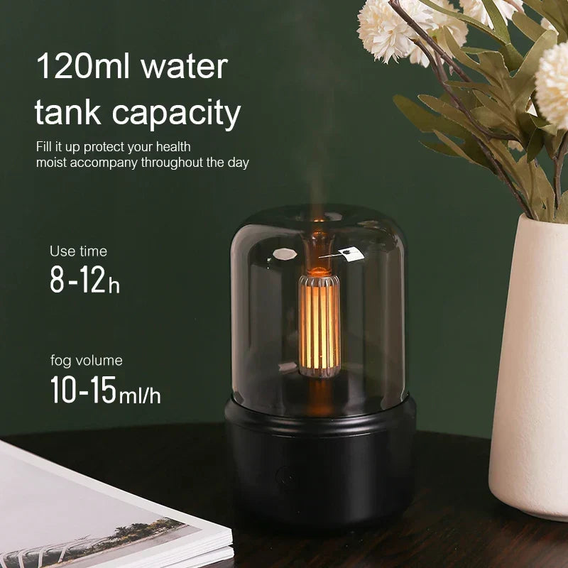 Diffuseur d'arômes rétro avec veilleuse - humidificateur USB pour huiles essentielles, maison et bureau
