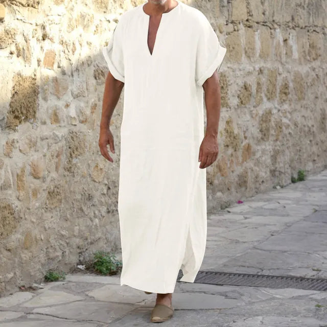 Djellaba blanc à encolure V