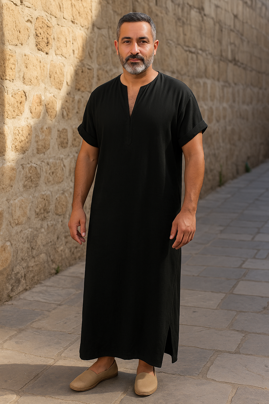 Djellaba blanc à encolure V
