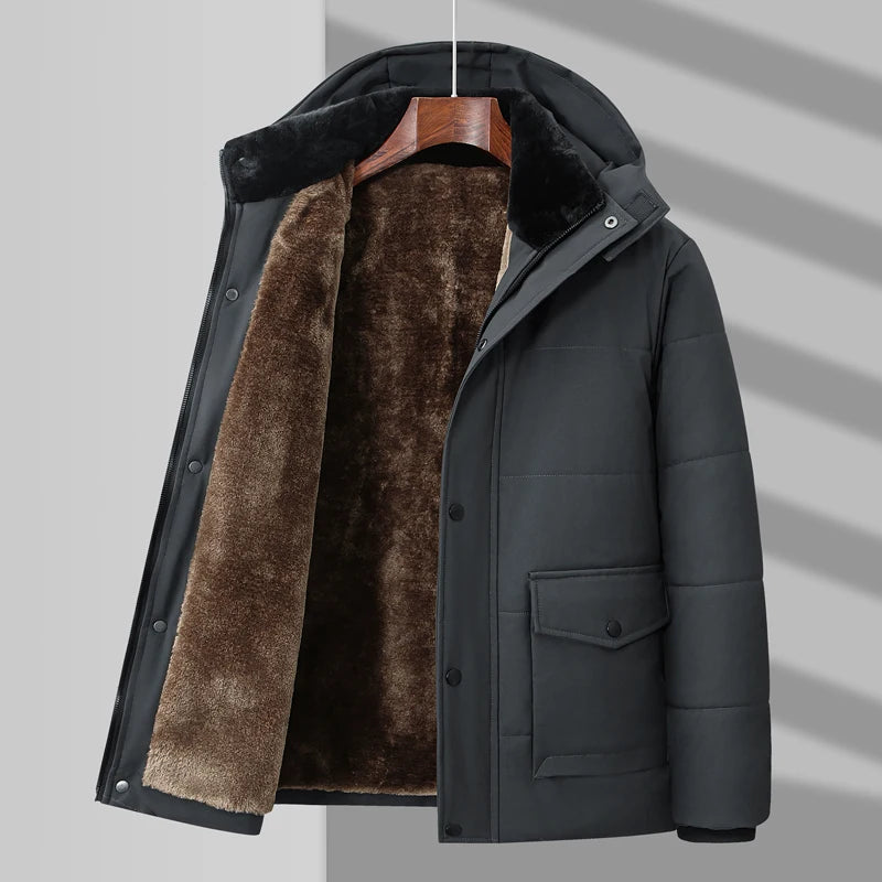 Doudoune chaude doublée de fourrure pour homme