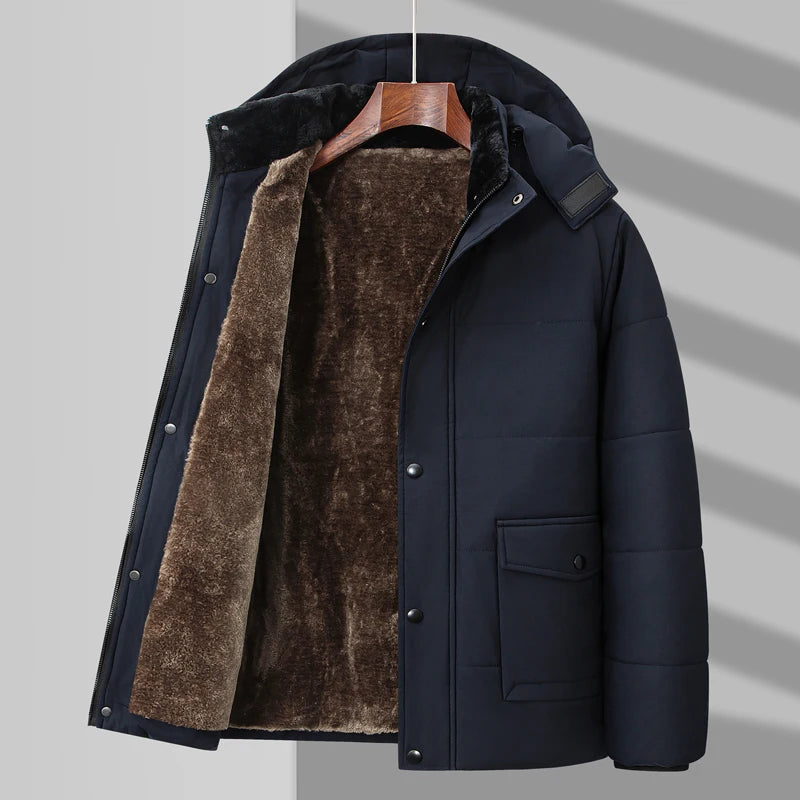 Doudoune chaude doublée de fourrure pour homme