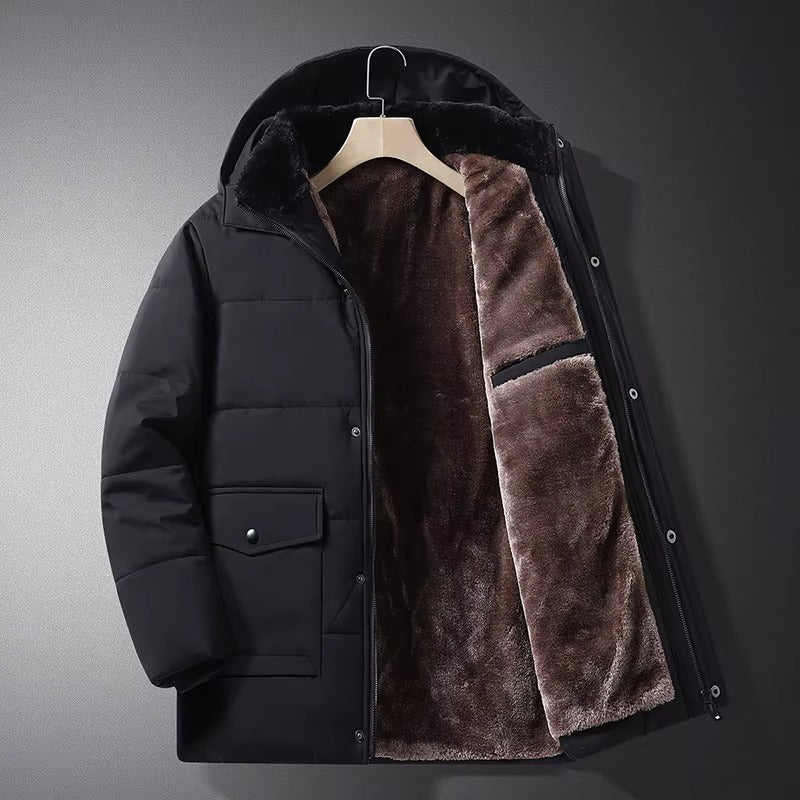 Doudoune chaude doublée de fourrure pour homme