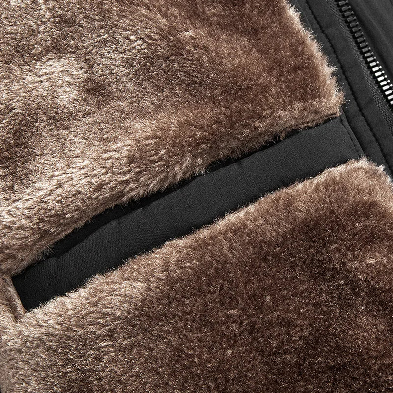 Doudoune chaude doublée de fourrure pour homme