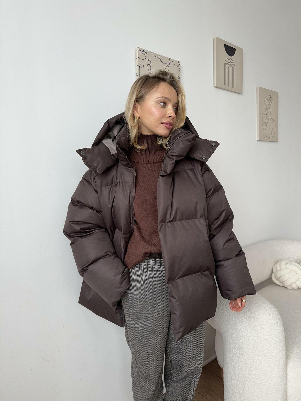 Doudoune d'hiver à capuche pour femme