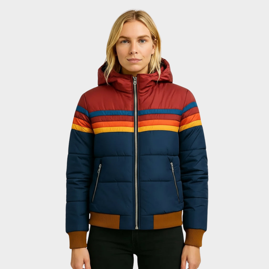 Doudoune multicolore rétro pour femme