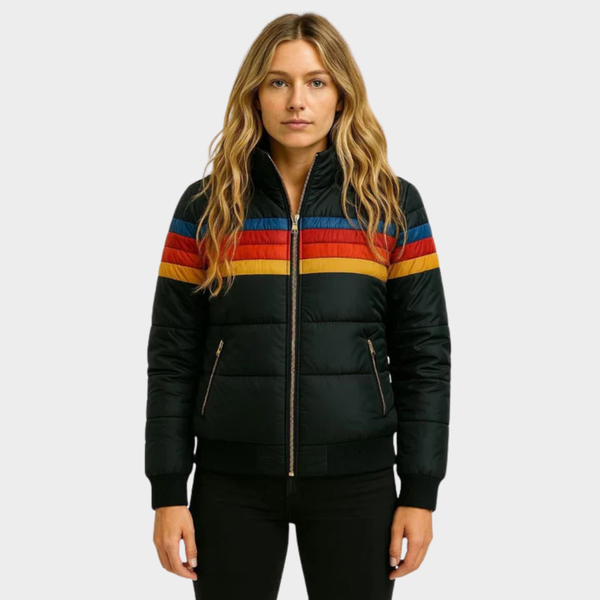 Doudoune multicolore rétro pour femme