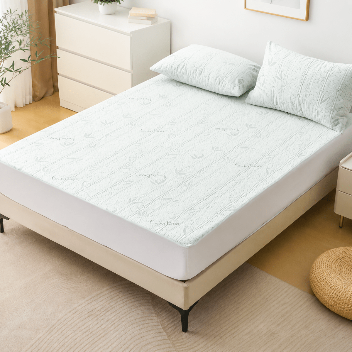 Drap-housse rafraîchissant ajustable en bambou pour un sommeil frais et confortable