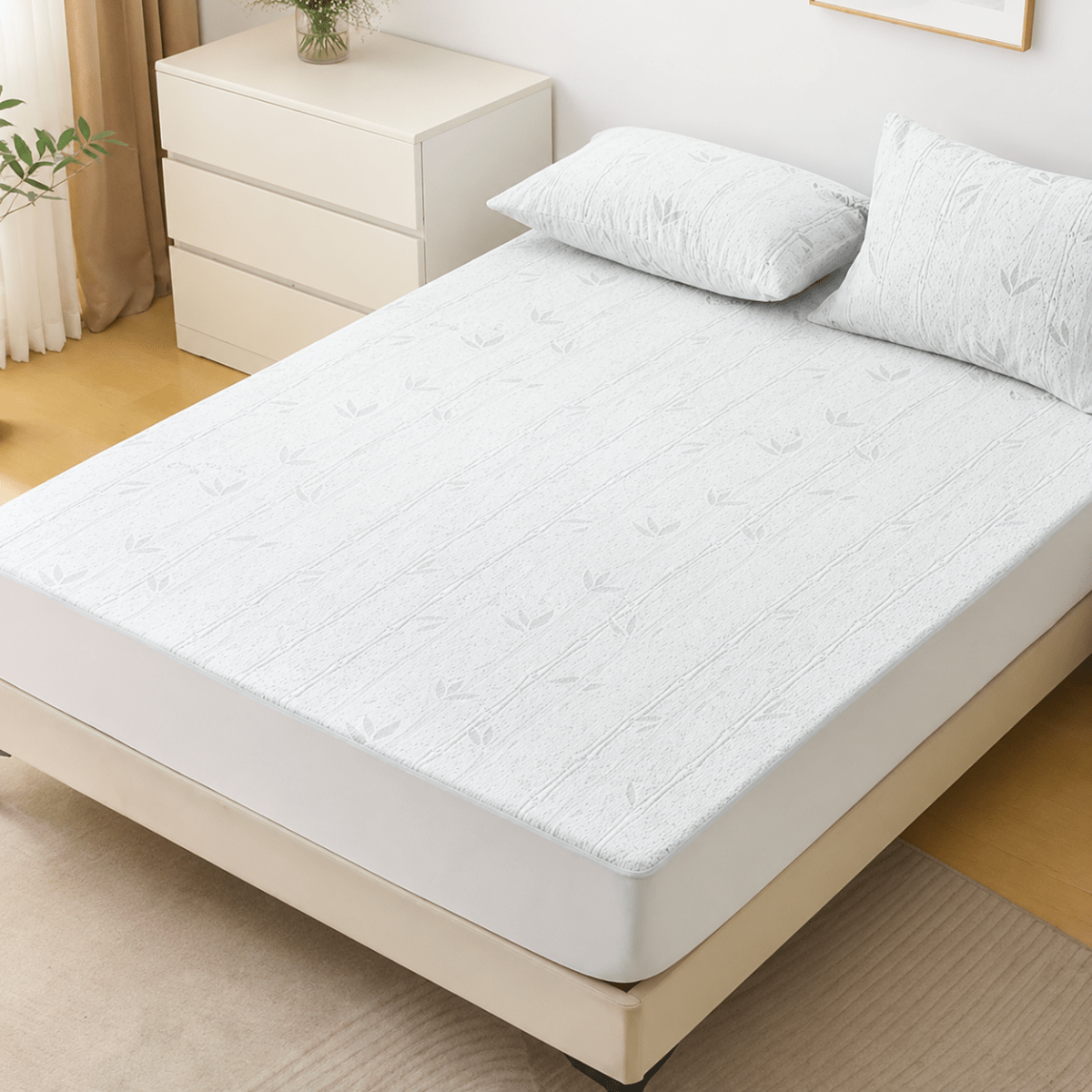 Drap-housse rafraîchissant ajustable en bambou pour un sommeil frais et confortable
