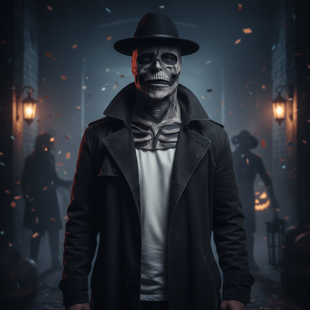 DREADSKULL – Realistic Skeleton Mask with Hat for Ultimate Halloween Transformation