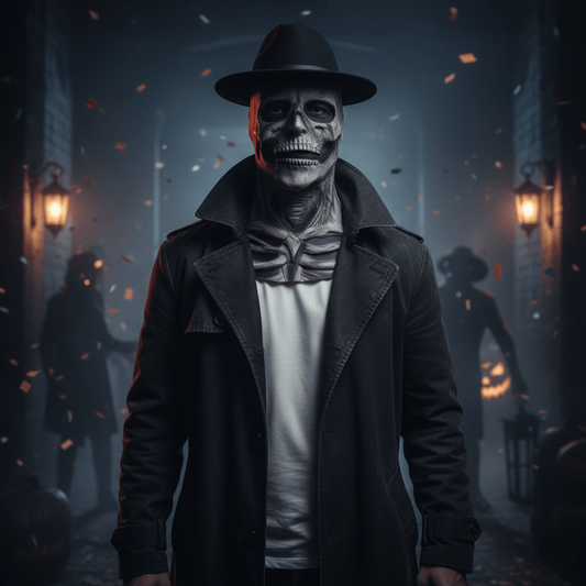 DREADSKULL – Realistic Skeleton Mask with Hat for Ultimate Halloween Transformation