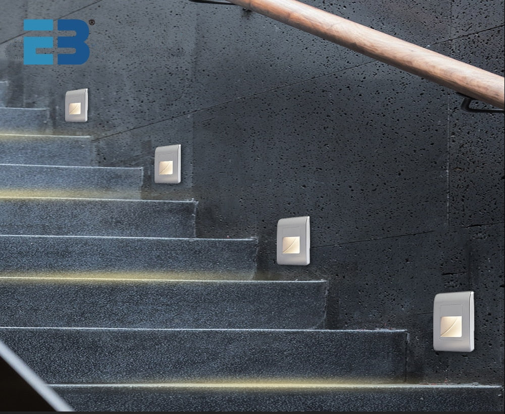EB Brone - LED Stair Light 4 Colors PIR Sensor Recessed Footlight